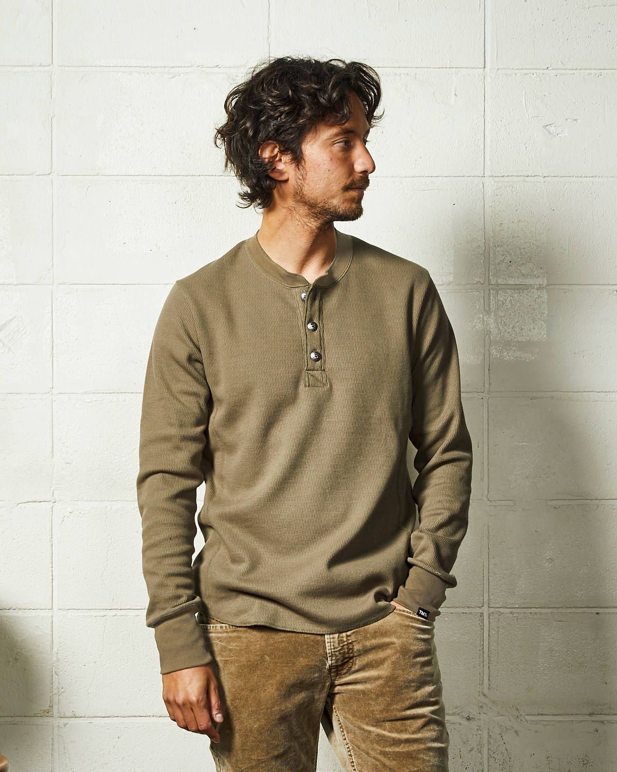 BOMBER HEAT® THERMAL L/SL HENLEY-NECK SHIRTS / 裏起毛 サーマル ヘンリーネックロングスリーブTシャツ / TCS-F2002