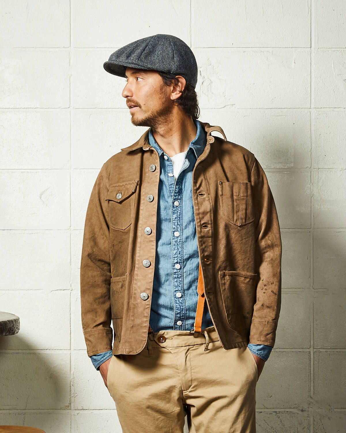 HERRINGBONE INDIGO CHAMBRAY WORK SHIRTS / ヘリンボン シャンブレー ワークシャツ / TSH-F2003