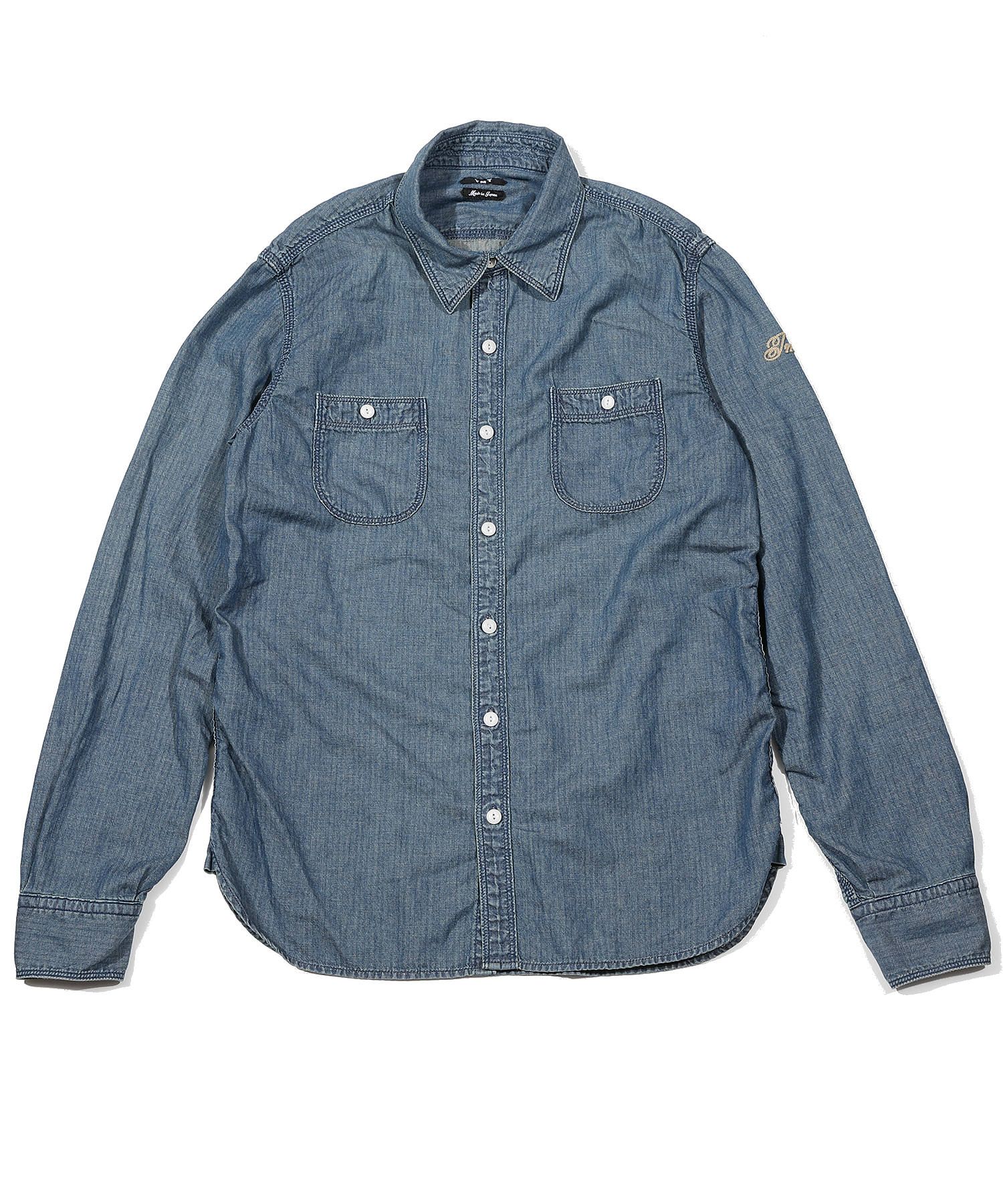 HERRINGBONE INDIGO CHAMBRAY WORK SHIRTS / ヘリンボン シャンブレー ワークシャツ / TSH-F2003