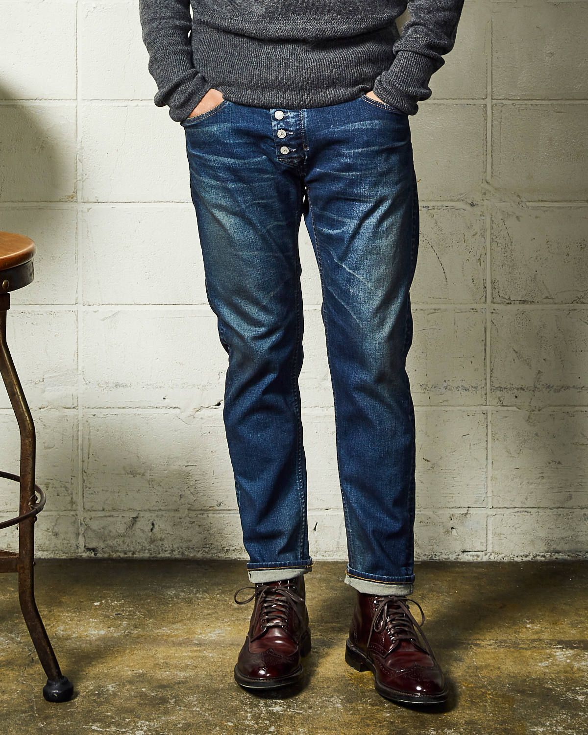 HYBRID-STRETCH DENIM 5P FRONT POINT CROPPED TAPERED / ストレッチデニム テーパードパンツ / TPT-F2003
