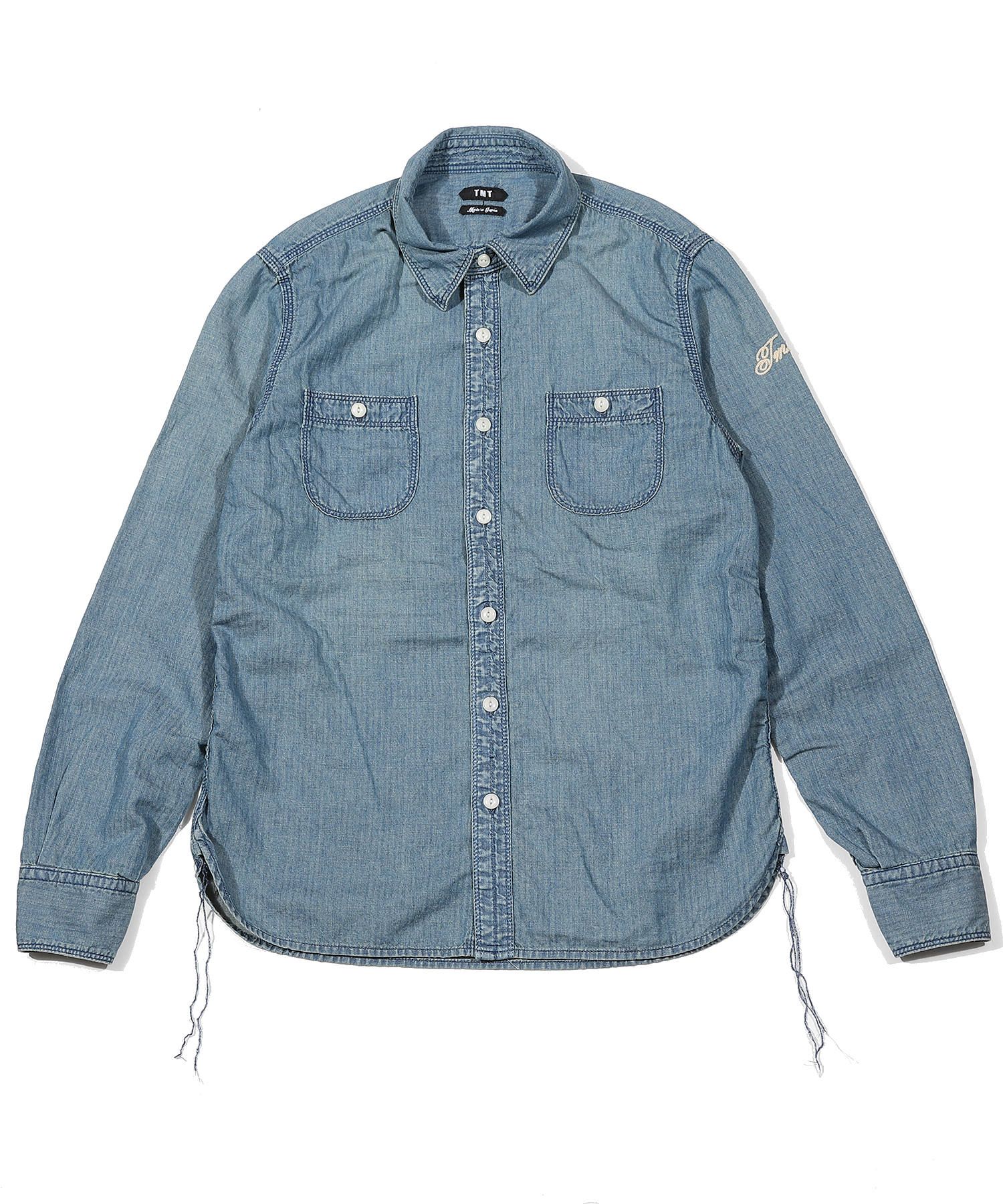 TMT - 【ラスト1点-サイズXL】 HERRINGBONE INDIGO CHAMBRAY WORK