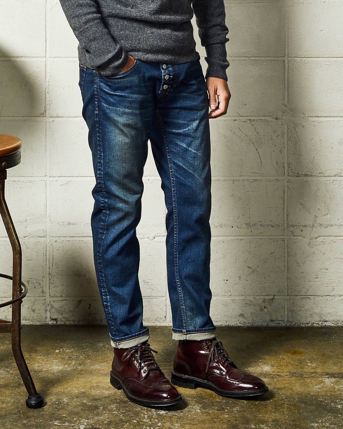 HYBRID-STRETCH DENIM 5P FRONT POINT CROPPED TAPERED / ストレッチデニム テーパードパンツ / TPT-F2003