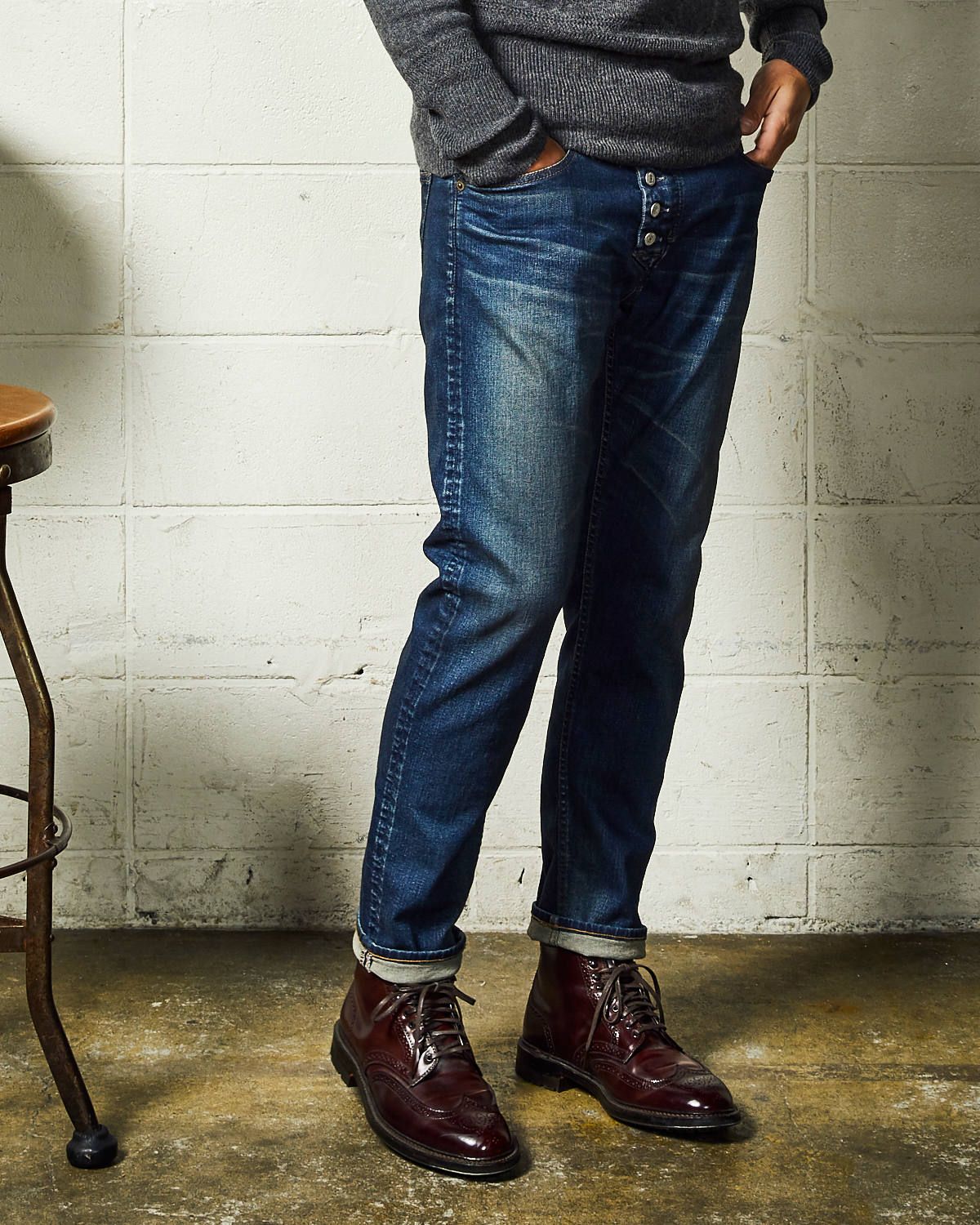 HYBRID-STRETCH DENIM 5P FRONT POINT CROPPED TAPERED / ストレッチデニム テーパードパンツ / TPT-F2003