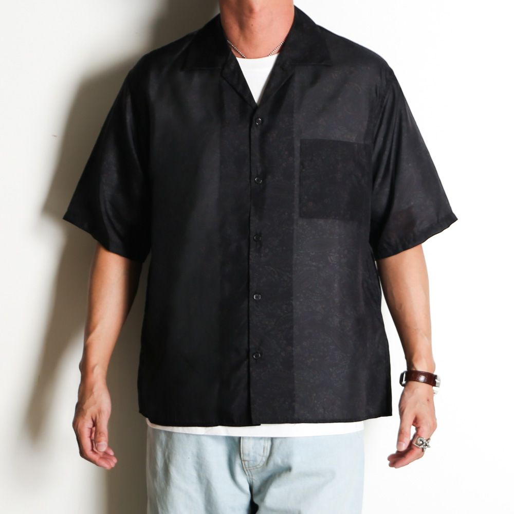 【ラスト1点-サイズ2】 SILK OPEN COLLAR S/S SHIRT - PAISLEY / 8匁シルク羽二重 - シルクオープンカラーシャツ / M26A21SH02B