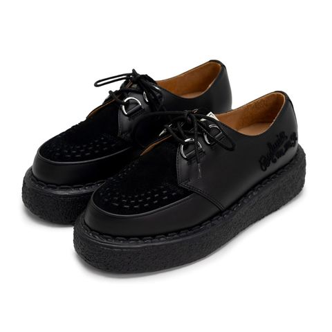 BEDWIN & THE MMY General Scale. / "DAVID" Leather Inter Lace Shoes - BLK × BLK / C15FW703