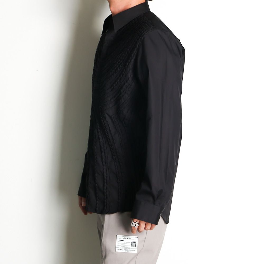 "Tape Embroidery" Embroidery Shirt - Black / レギュラーカラーシャツ / TA26AW-SH046