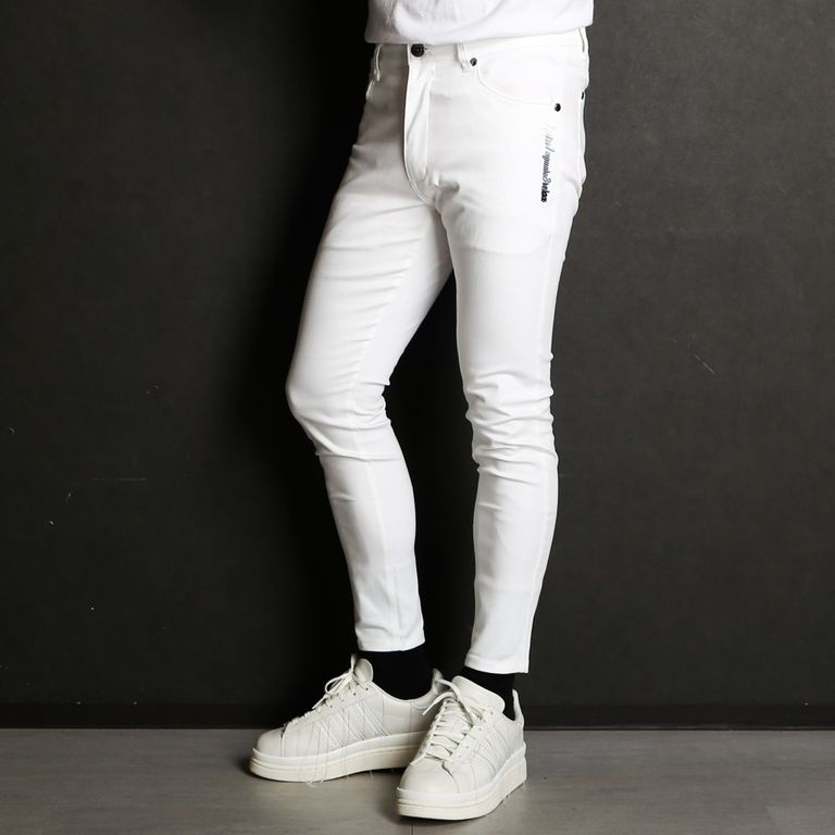 1PIU1UGUALE3 RELAX - SKINNY PANTS - WHITE / グラデーションロゴ 
