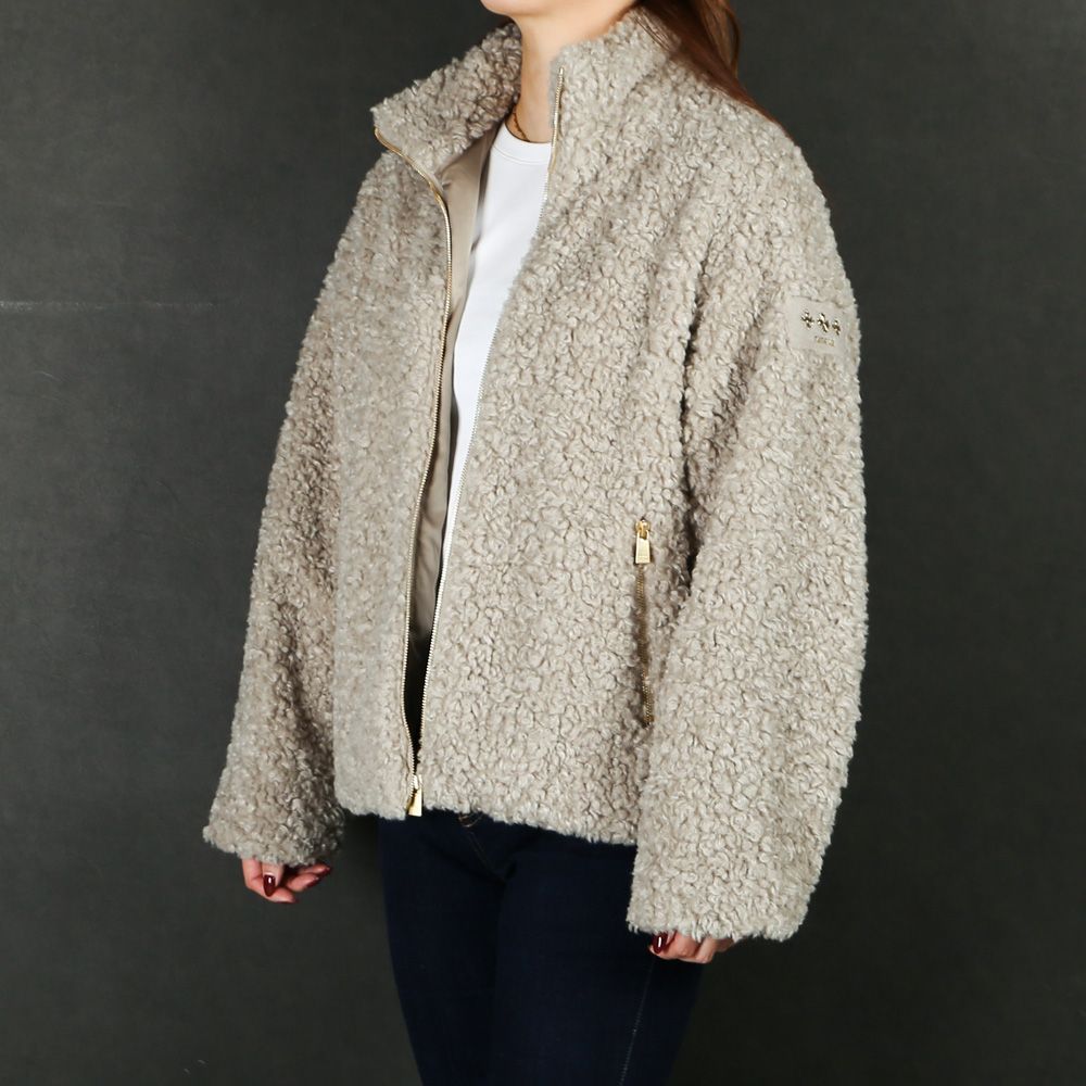 【ラスト1点-サイズ2】【レディース】 LUELA ルエラ - L.GRAY / ボア スタンドカラーブルゾン (フリース) / LJXA0041033588