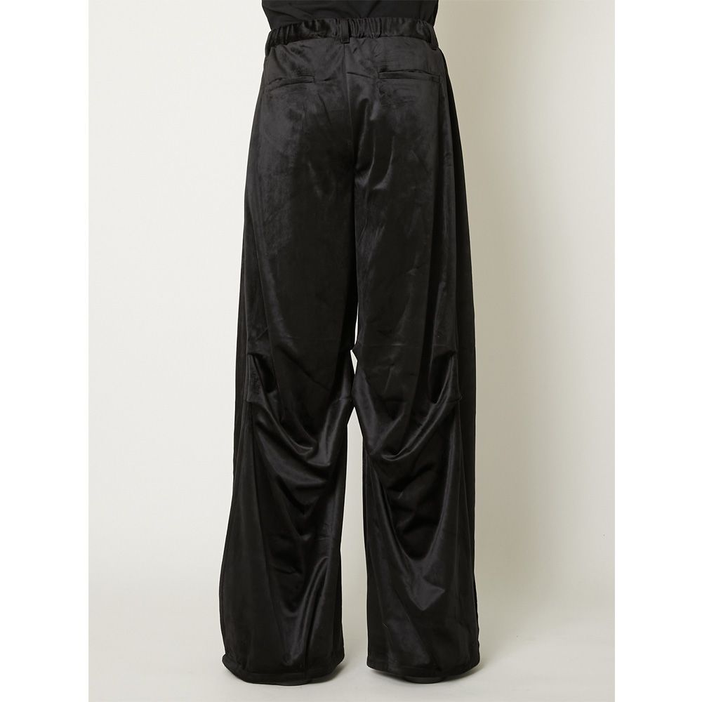 "Velvet" Draped Velvet Tuck Pants - Black / ベルベット タックパンツ / TA26AW-PT066