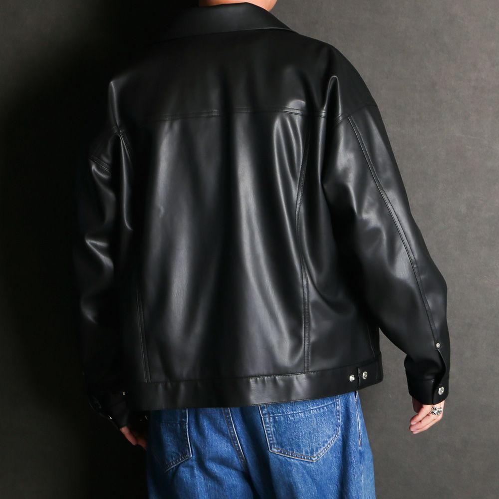 LEATHER OVER 3RD G - BLACK / エコレザージャケット / RC37-JK-006