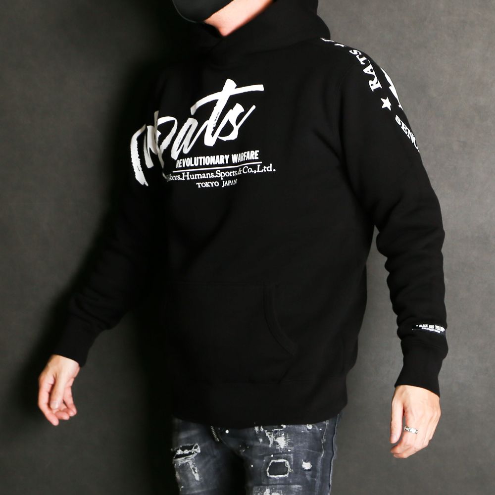 RATS - SCRIPT BIG LOGO CROSS NECK HOODIE / ビックロゴ プルオーバー