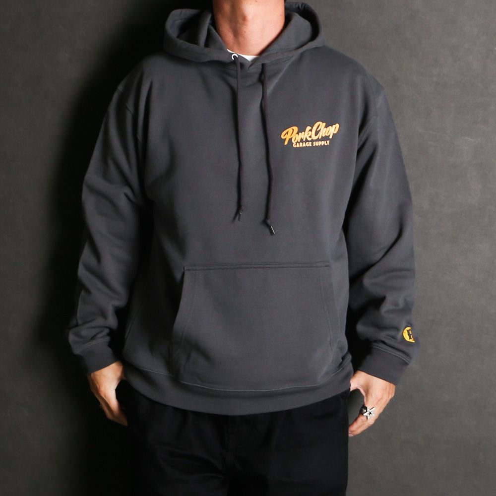SCRIPT PORK HOODIE - ASH BLACK / プルオーバーパーカー