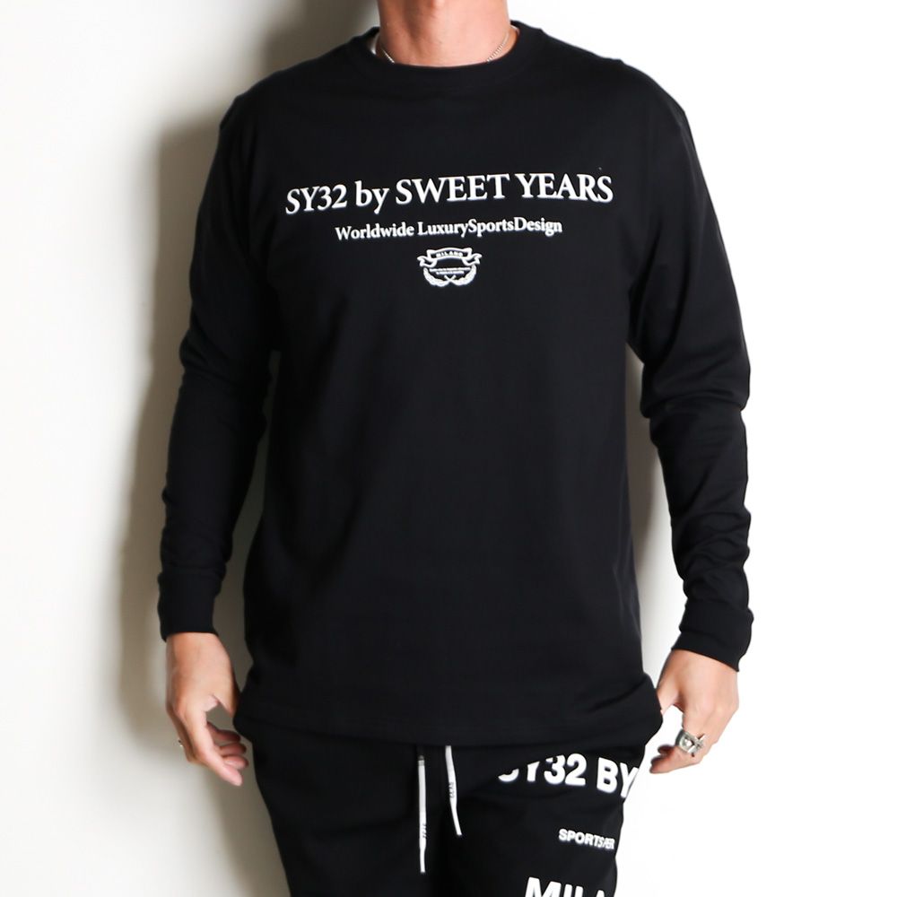 SANS SERIF LOGO L/S TEE - BLACK × WHITE / ロングスリーブTシャツ / 14178J-W