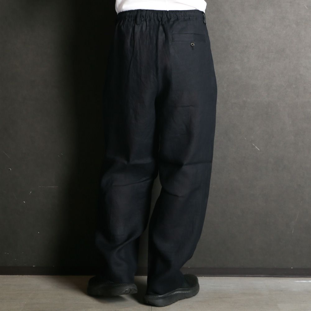 DOUBLE PLEATED EASY TROUSERS - BLACK / ヘンプ細布 - ダブルプリーテッドイージートラウザーズ / A26A22PT02C