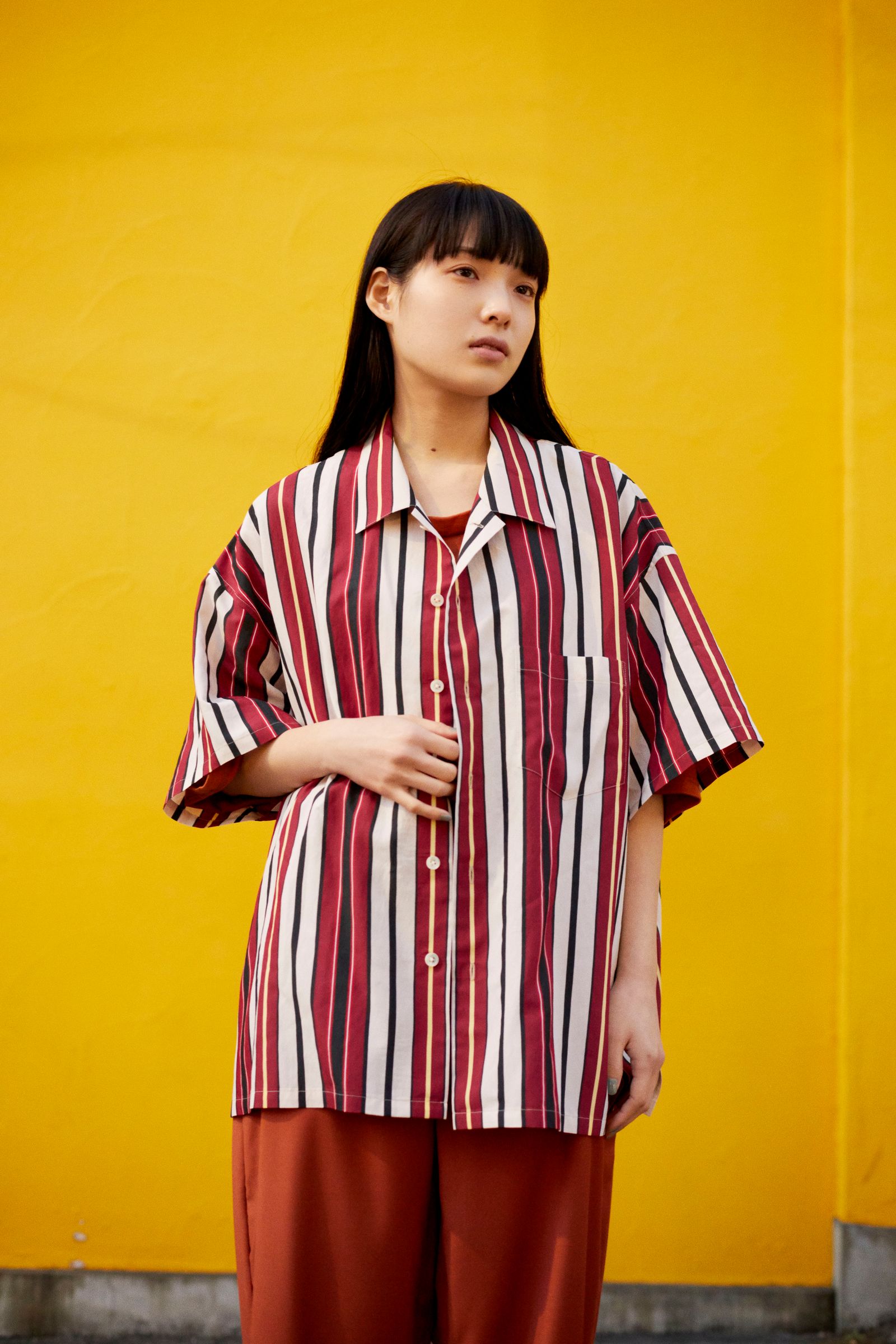 superNova. - Short sleeve big shirt 壱 - Multi Stripe / 半袖