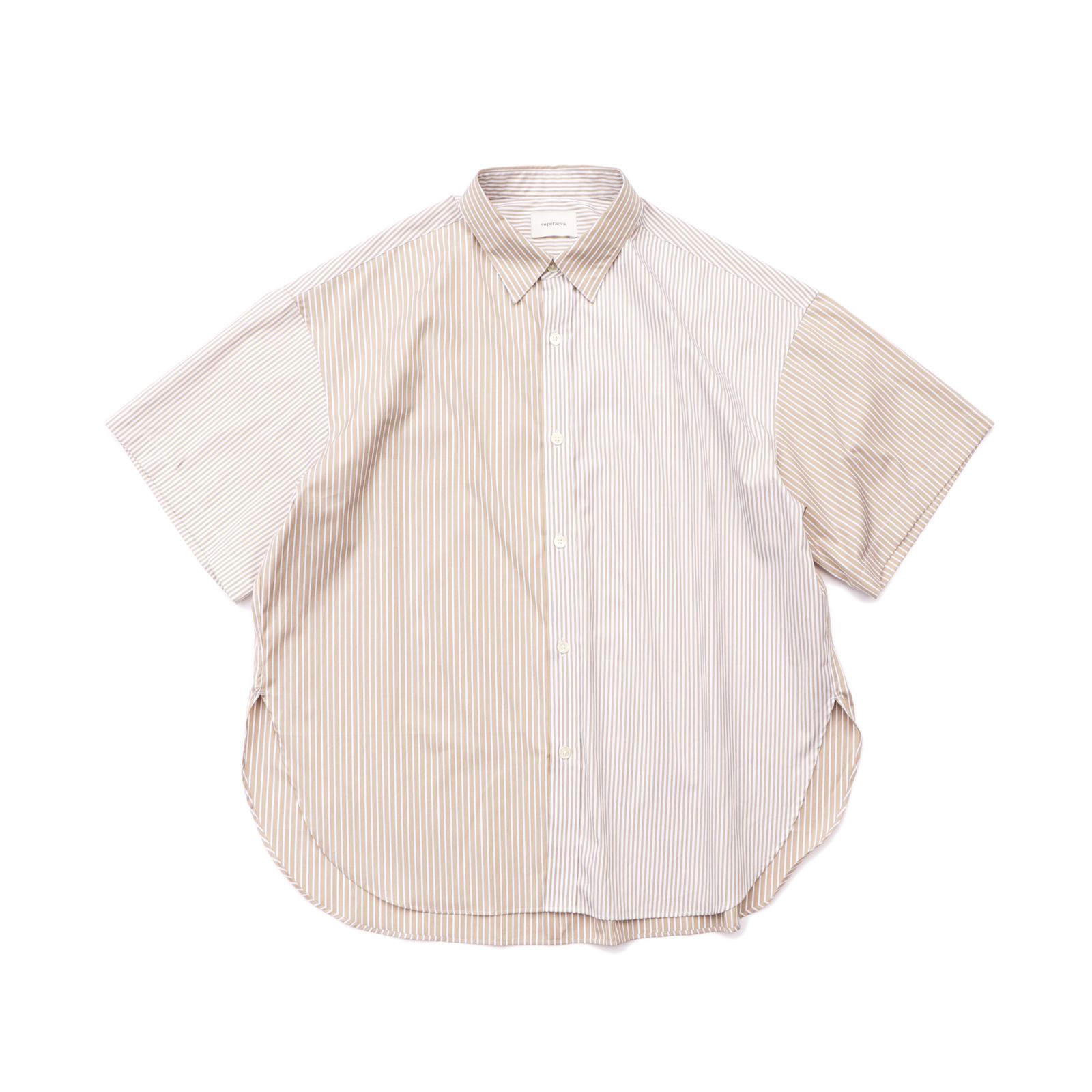 Short sleeve hidden BD shirt - Crazy stripe / 半袖シャツ クレイジーストライプ / SN-429B