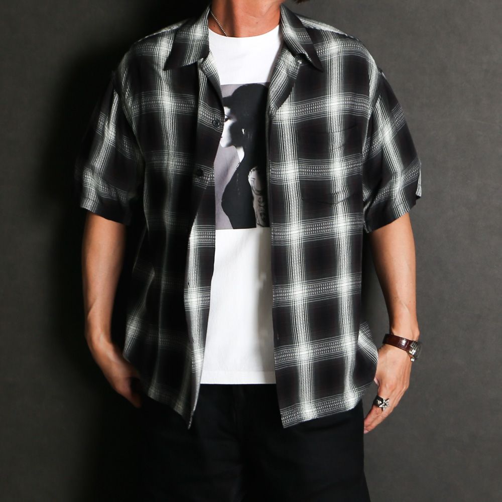 Rayon Dobby Plaid S.S Open Collar SH - BLT / 2604-5004
