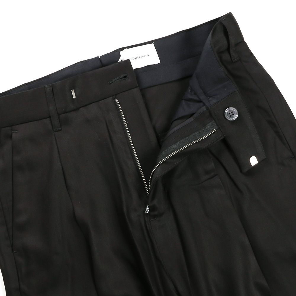 1 tuck wide trouser - Rayon poly gabardine / 1タックワイドトラウザー ギャバジン / SN-413A
