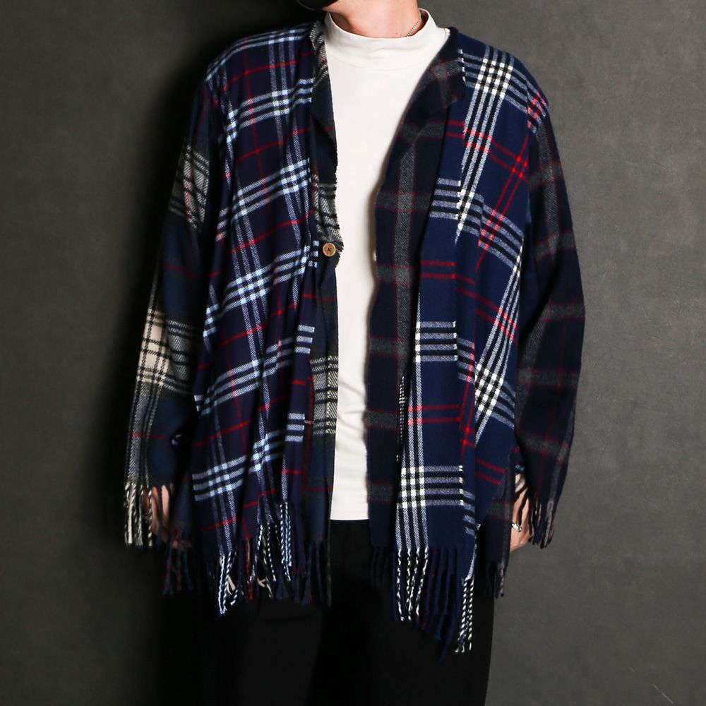 OLD PARK×MINEDENIM / Check MufflerCardigan / MND