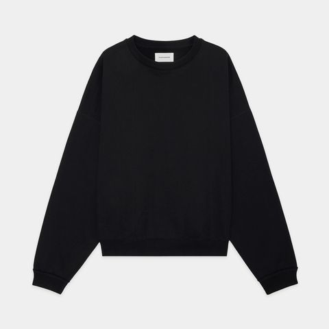 HUGE SHORT SWEAT - BLACK / オーガニックコットンヘビー吊裏毛 - ヒュージショートスウェット / A26A09CS02C