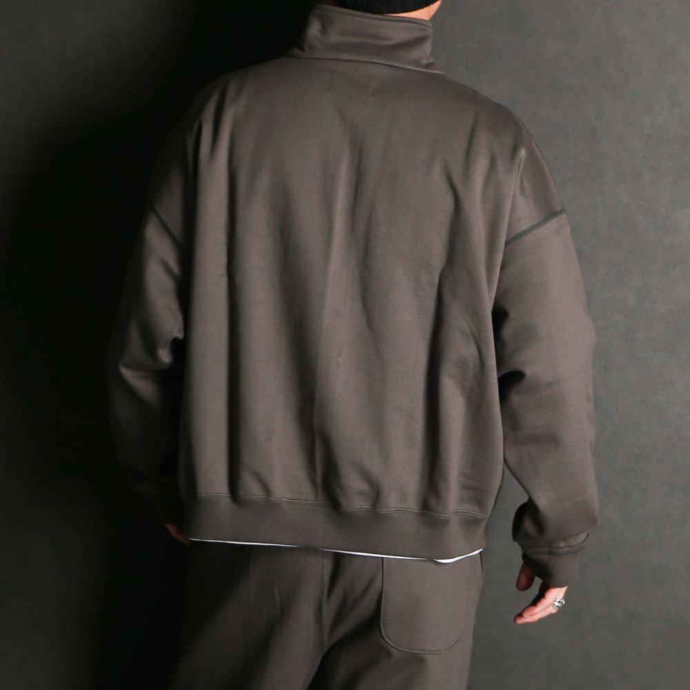 SHORT QUARTER ZIP PULLOVER - CHARCOAL / オーガニックコットンヘビー吊裏毛 - ショートクォータージッププルオーバー / A25D03CS02C