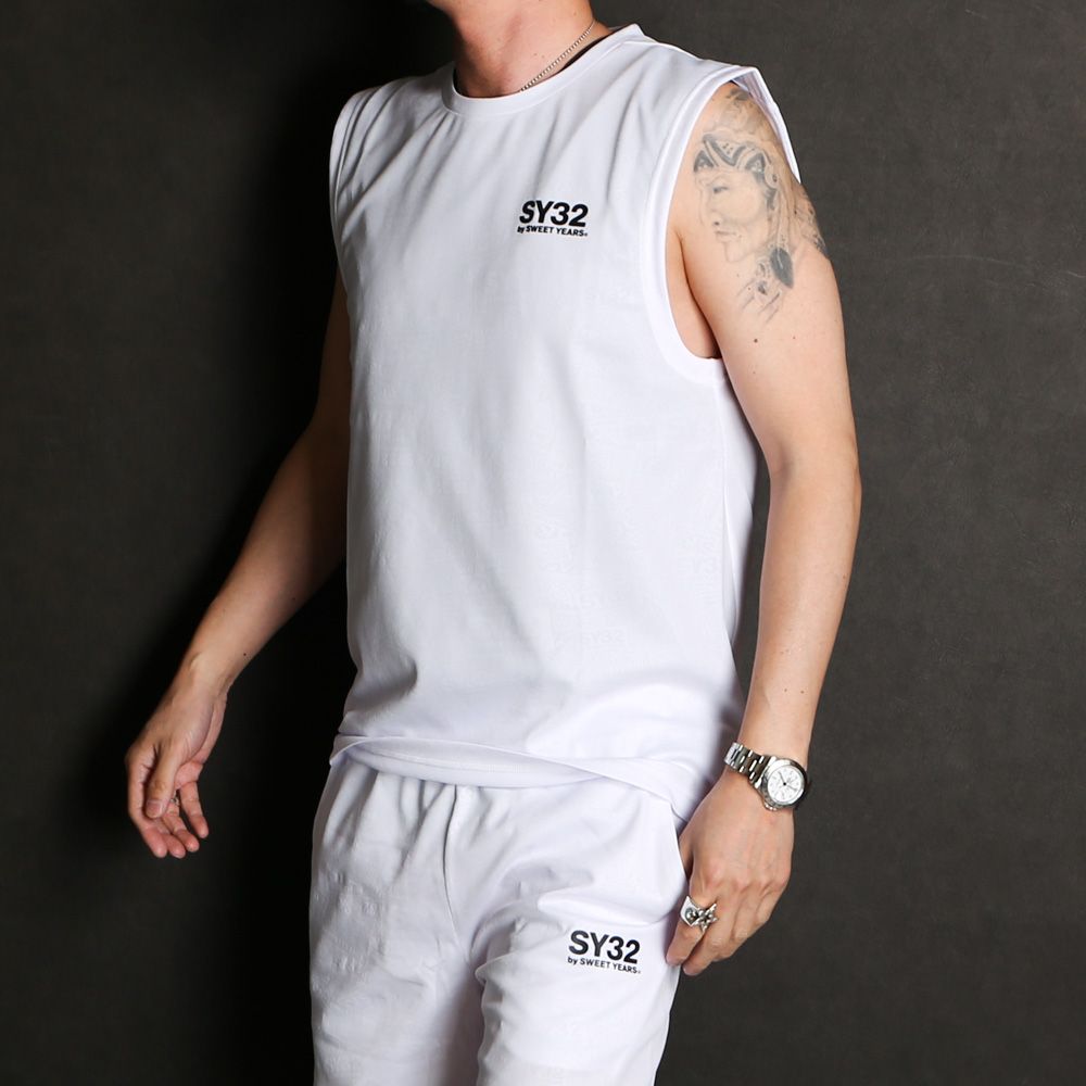 SY32 by SWEET YEARS - EMBOSS LOGO NO SLEEVE TEE / ノースリーブ T 