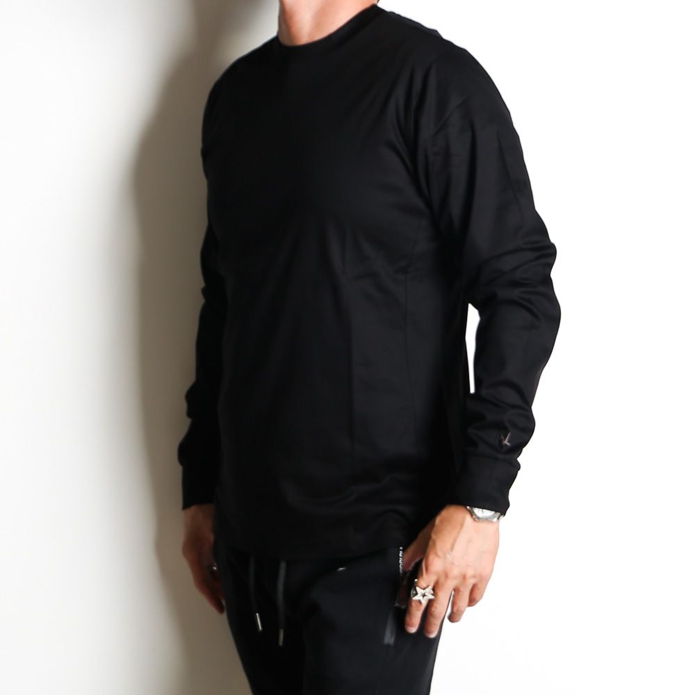 SUPER MERCERIZED LONG SLEEVE T-SHIRT - BLACK / ダブルシルケット ベーシック ロングスリーブTシャツ / UST-24059