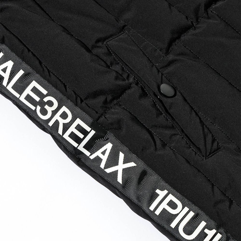 RHINESTONE ZIP SIDELINE LOGO INNER COTTON VEST / ラインストーン サイドロゴ 中綿ハイネックベスト / USO-21071