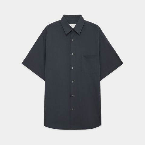 COMFORT FIT S/S SHIRT - CHARCOAL / オーガニックウール2/80トロピカル - コンフォートフィットS/Sシャツ / A26B04SH01B (4月下旬入荷予定)