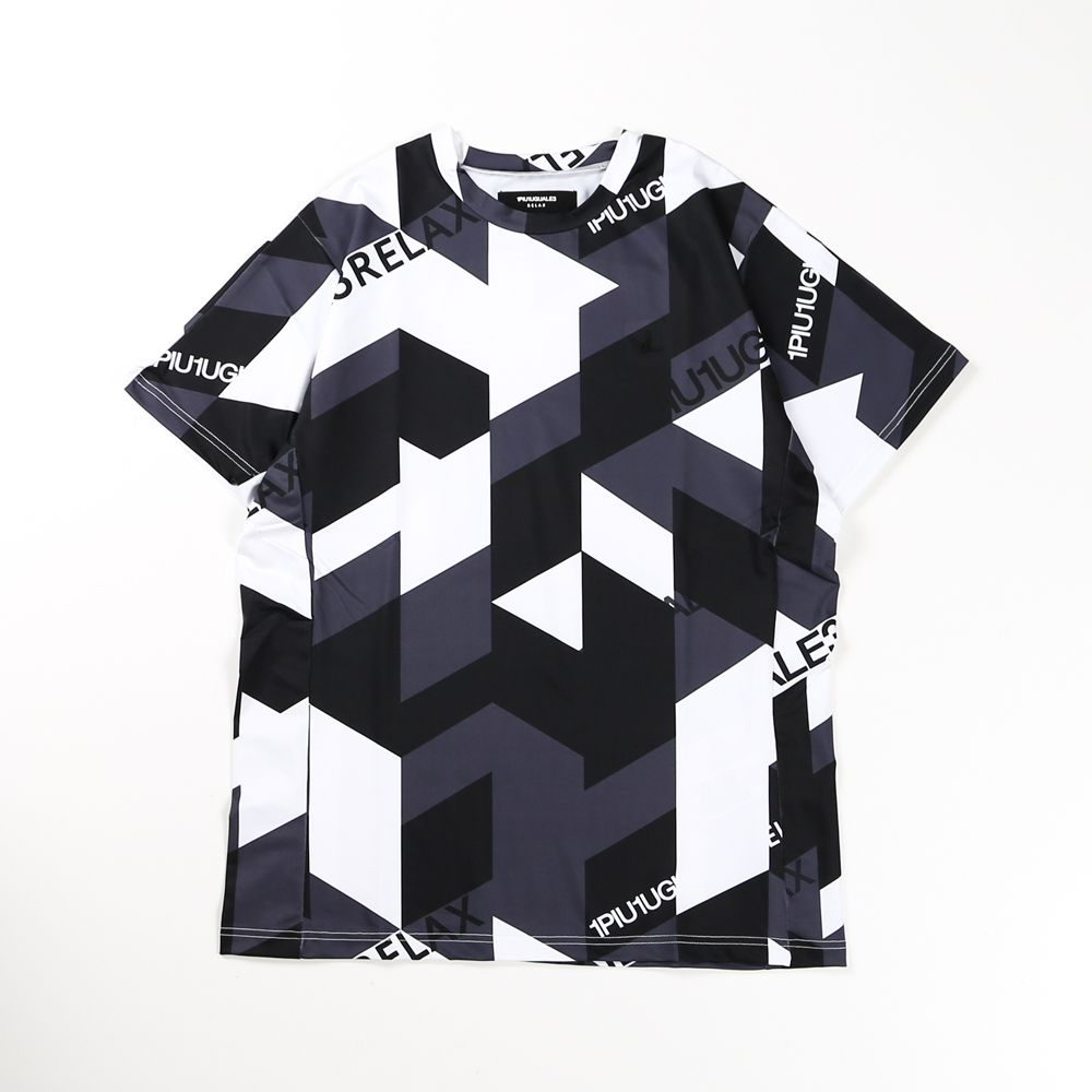 GEOMETRIC RASH GUARD CREW T-SHIRTS / 幾何学柄 ロゴ ラッシュガード Tシャツ  / UST-22009