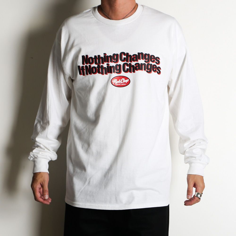 NC OVAL SCRIPT L/S TEE - WHITE / ロングスリーブTシャツ