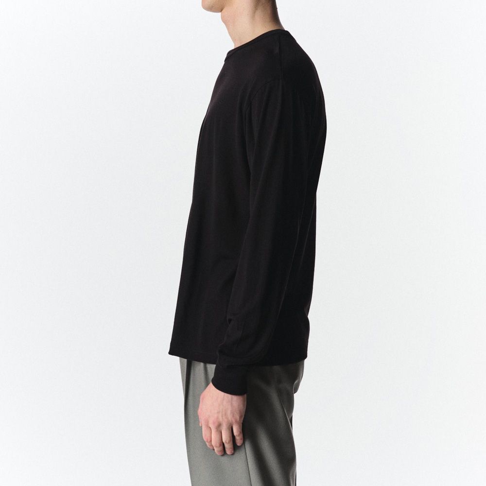 Relaxed Fit L/S Tee - Black / スーパー160sウール 防縮天竺 - リラックスドフィットL/S Tee / A26C12CS01C