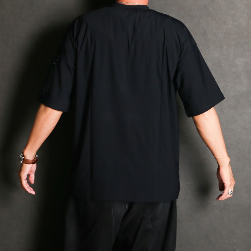 MILITARY NYLON OVER TEE - BLACK / ナイロンポケットビッグTシャツ / RC40-T-008
