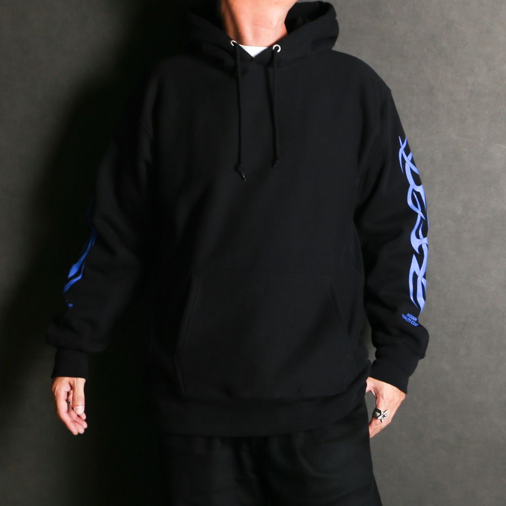 MAD Hooded Sweat Shirt - BLK × Blue / プルオーバーパーカー / HC-110825