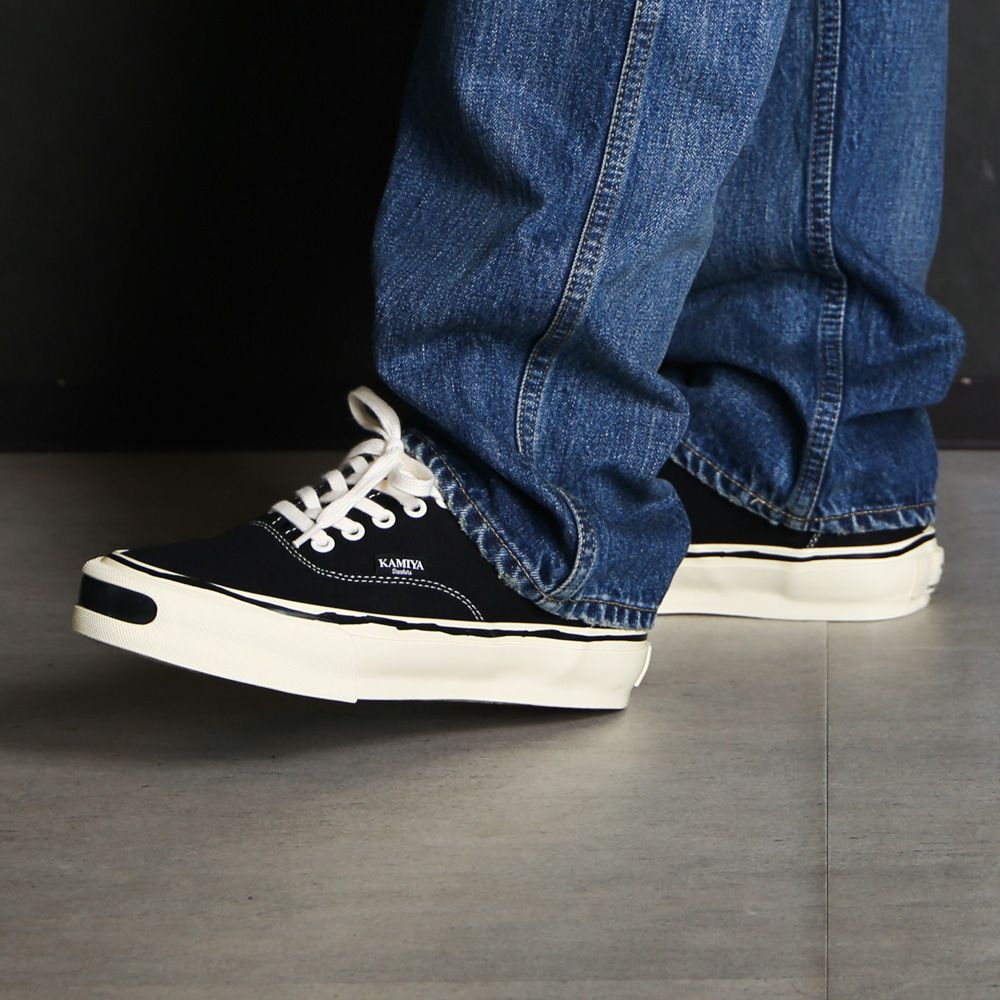 "Herc" Vulcanize Aged Sole Sneakers - Black / "ハーク"ヴァルカナイズ エイジドソール スニーカー / G16FW701