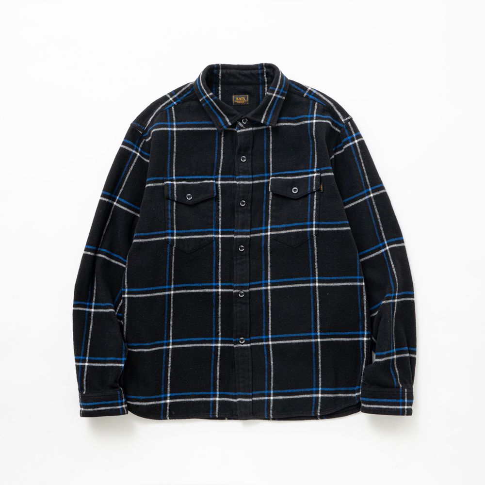 COTTON FLANNEL CHECK SHIRT - BLUE / チェックシャツ / 25'RS-0907