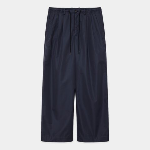 TRIPLE PLEATED EASY TROUSERS - NAVY CHARCOAL / 120/2 GIZAコットン×リサイクルポリエステルウェザー - トリプルプリーテッドイージートラウザーズ / A25A04PT01C
