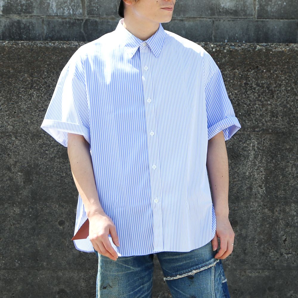 Short sleeve hidden BD shirt - Crazy stripe / 半袖シャツ クレイジーストライプ / SN-429A