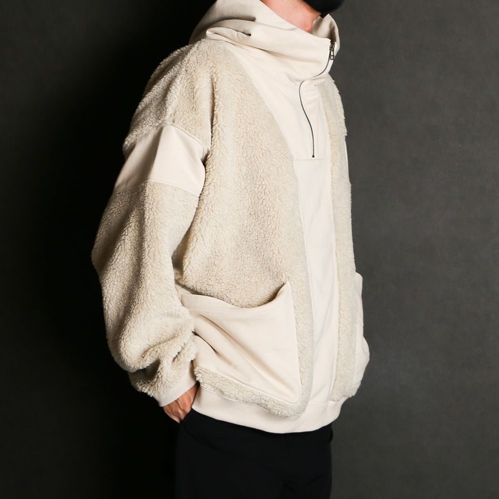 BOA×SWEAT HOODIE / ボア×スウェット ハーフジップパーカー / 179203
