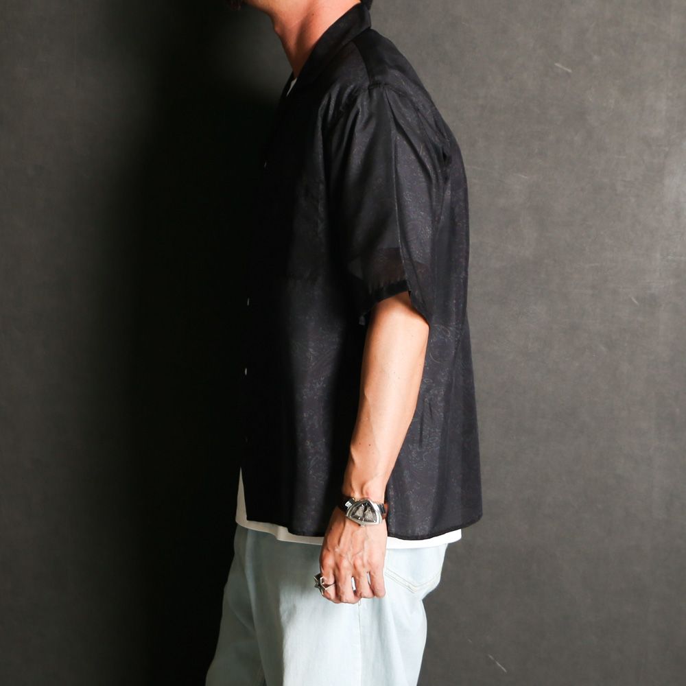 【ラスト1点-サイズ2】 SILK OPEN COLLAR S/S SHIRT - PAISLEY / 8匁シルク羽二重 - シルクオープンカラーシャツ / M26A21SH02B