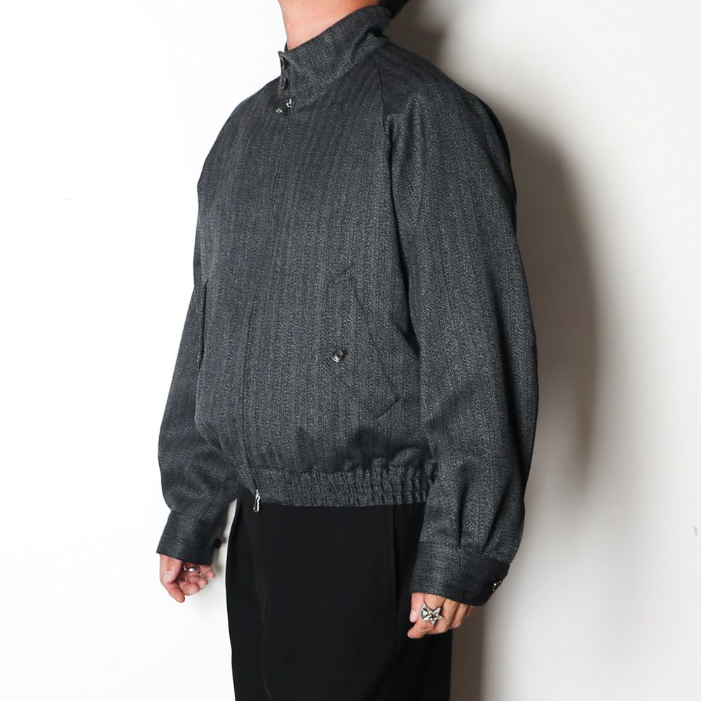Dog Ear Jacket - Gray / オーガニックウール撚り杢へリンボン - ドッグイヤージャケット / M26C20BL01C