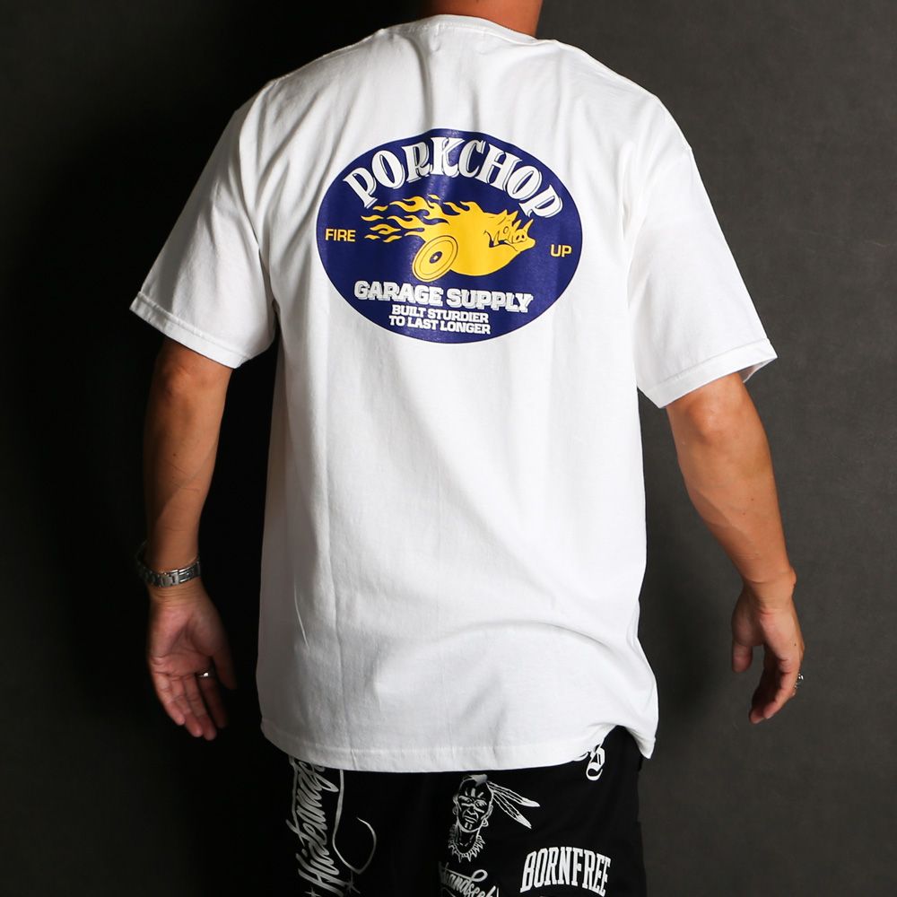 PORKCHOP 半袖シャツ ホワイト PORKCHOP GARAGE SUPPLY - CIRCLE PORK TEE (WHITE) / サークル