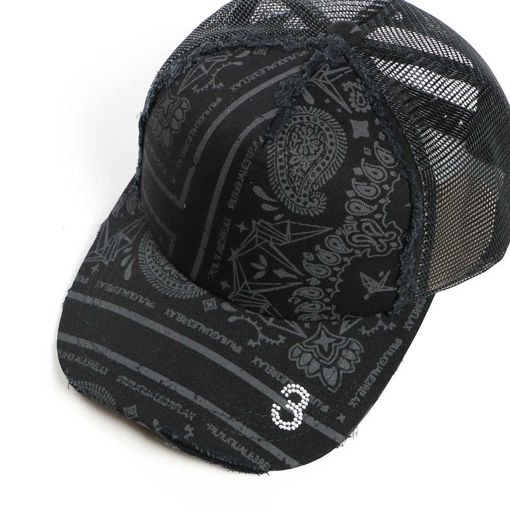 PAISELY PRINT "3" RHINESTONE CAP / ペイズリー ラインストーンキャップ / USZ-21003