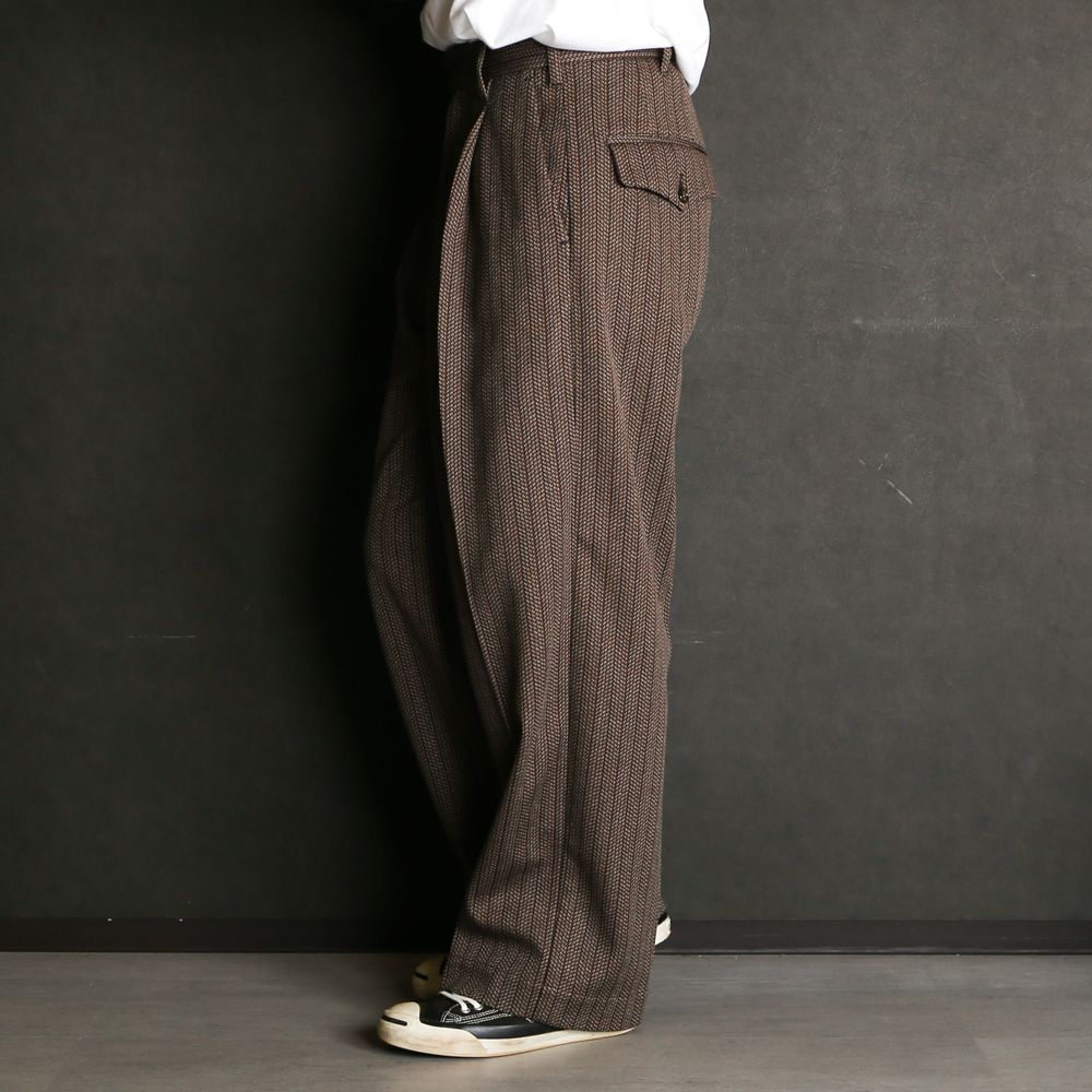 superNova. - 1 tuck wide trouser - Herringbone jersey / 1タック