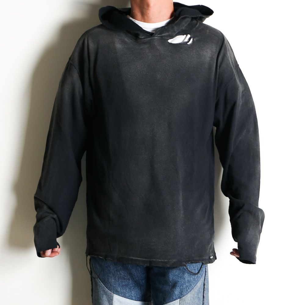 Distressed Light Weight Hoodie - BLACK / ライトウエイト フーディー / G15HD089