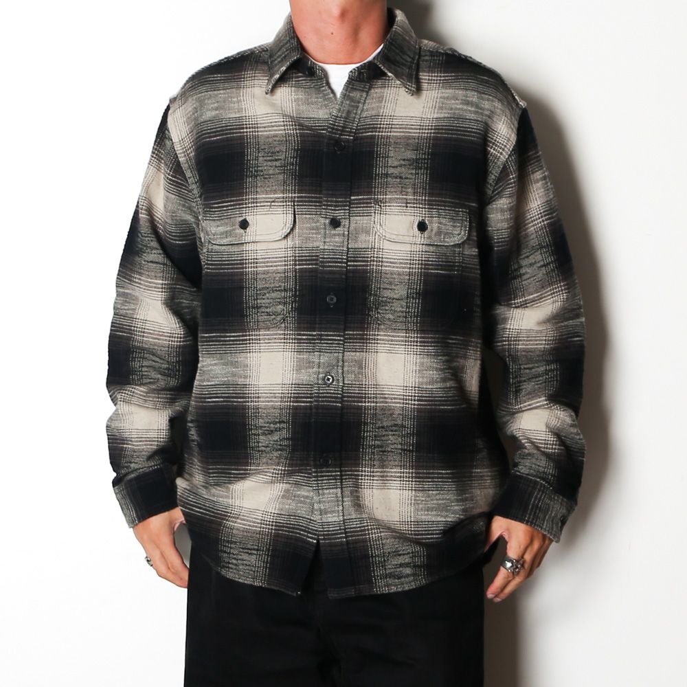 Heavy Cotton Flannel Ombre Work Shirt  - BLT / MDFBF09503