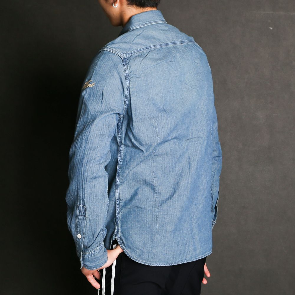 HERRINGBONE INDIGO CHAMBRAY WORK SHIRTS / ヘリンボン シャンブレー ワークシャツ / TSH-F2003