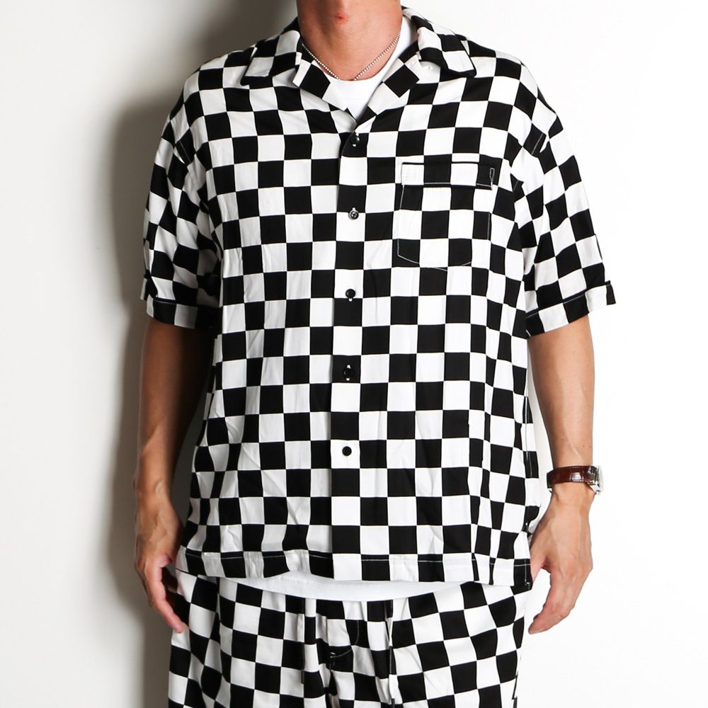 MINEDENIM - CU.Denim Checker flag S/S Open Collar SH / 2306-5001