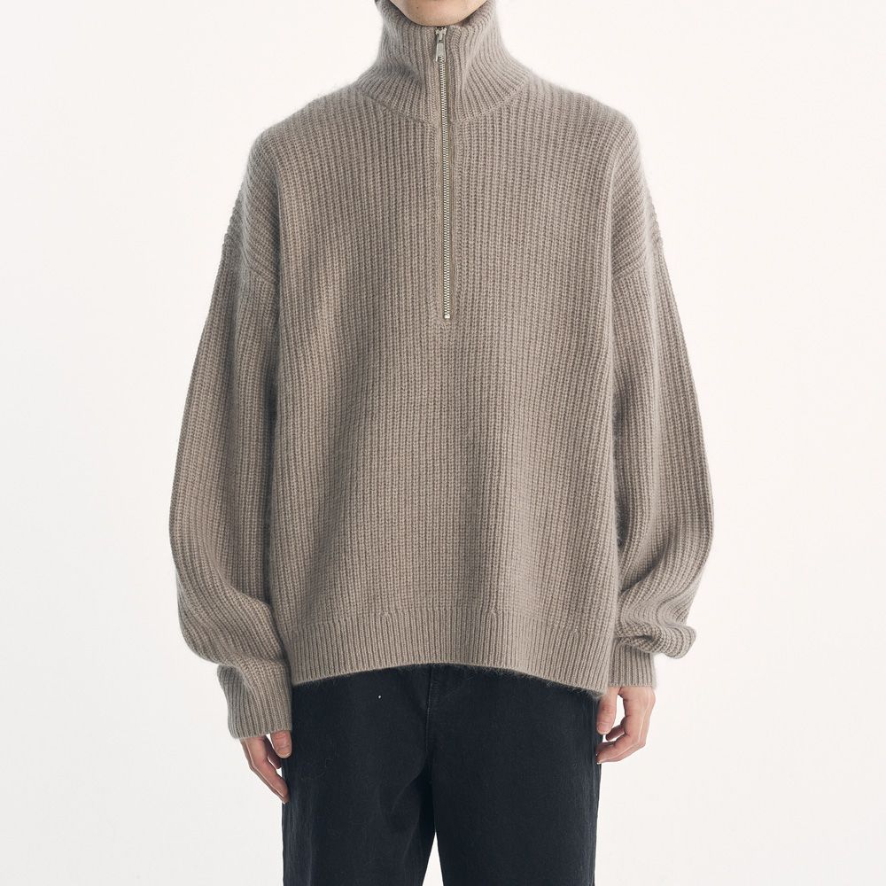 RACCON HALF ZIP KNIT - GREIGE / ハーフジップニット / VTM-26-K-106