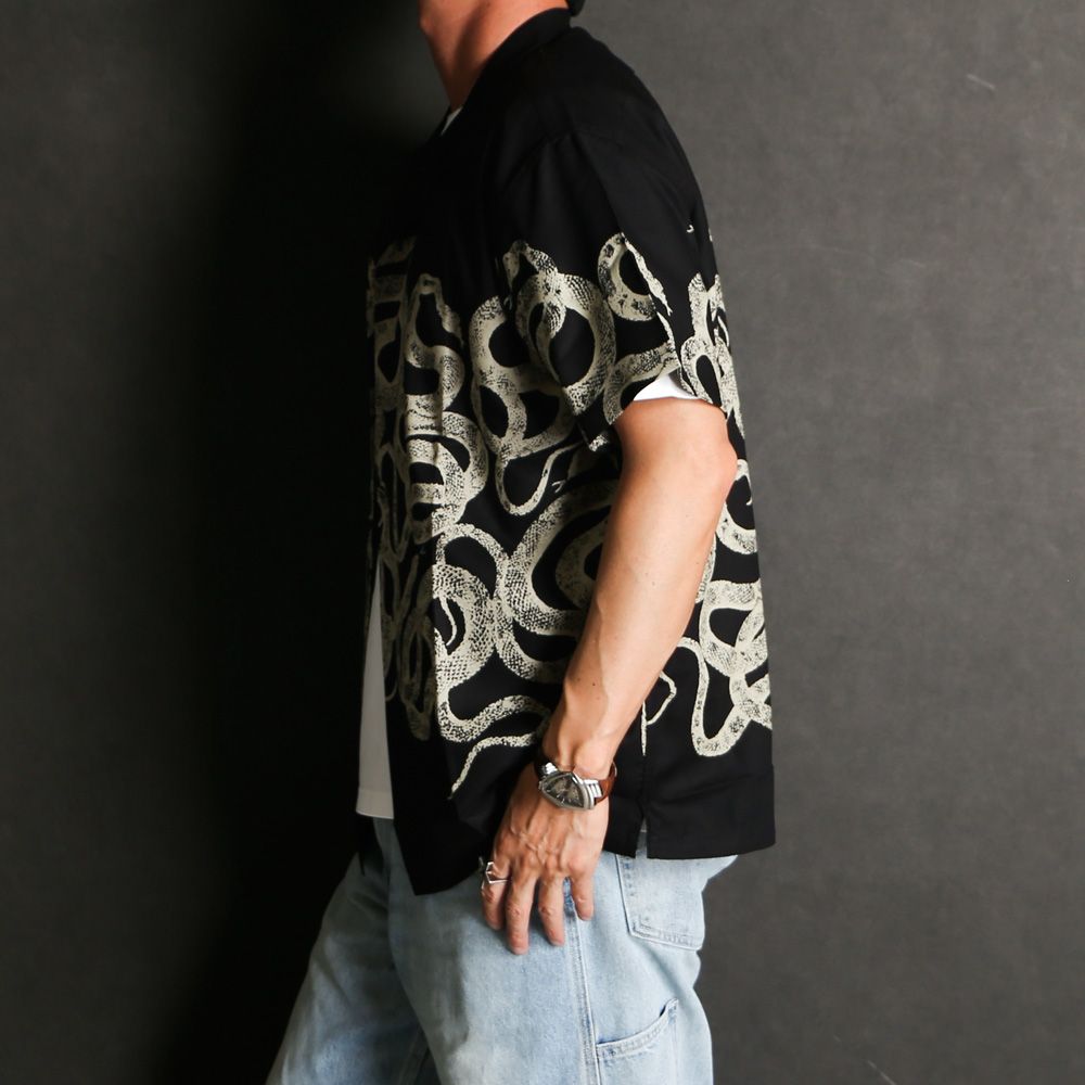 SNAKE PATTERN PANEL S/S SH / スネークパターン オープンカラーシャツ / CL-26SS004ULT